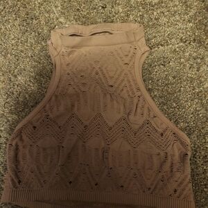 Elegant Lace High-Neck Bralette - Tan